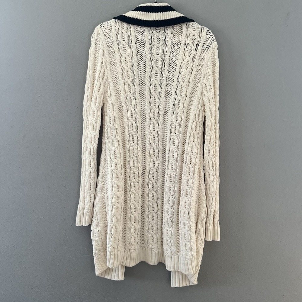 Lauren Ralph Lauren Cable Knit Chaser Cardigan Cream Size XL Coastal Old Money - Picture 2 of 5
